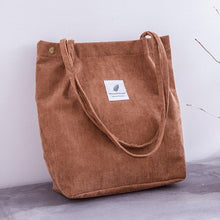 Load image into Gallery viewer, Women Corduroy Casual Shopping Cloth Bag Female Canvas Shoulder Bag Environmental Storage Handbag Reusable Foldable Eco Grocery Totes
