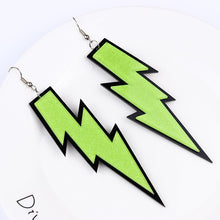 Load image into Gallery viewer, 6 Color Acrylic Neon Dangle Drop Earrings for Women Exaggerated Retro Fluorescent Green Lightning Long Earring Bar Party Jewelry
