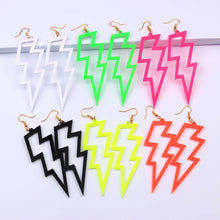 Load image into Gallery viewer, 6 Color Acrylic Neon Dangle Drop Earrings for Women Exaggerated Retro Fluorescent Green Lightning Long Earring Bar Party Jewelry
