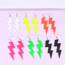 Load image into Gallery viewer, 6 Color Acrylic Neon Dangle Drop Earrings for Women Exaggerated Retro Fluorescent Green Lightning Long Earring Bar Party Jewelry
