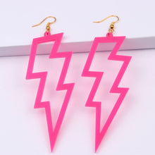 Load image into Gallery viewer, 6 Color Acrylic Neon Dangle Drop Earrings for Women Exaggerated Retro Fluorescent Green Lightning Long Earring Bar Party Jewelry
