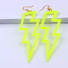 Load image into Gallery viewer, 6 Color Acrylic Neon Dangle Drop Earrings for Women Exaggerated Retro Fluorescent Green Lightning Long Earring Bar Party Jewelry
