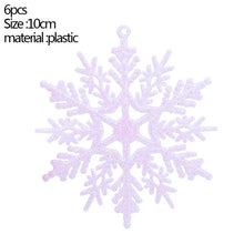 Load image into Gallery viewer, 6pcs 10cm Plastic Gold Silver Glitter Powder Snowflake Xmas Ornaments Pendant Christmas Tree Decorative Hanging Snowflake
