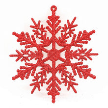Load image into Gallery viewer, 6pcs 10cm Plastic Gold Silver Glitter Powder Snowflake Xmas Ornaments Pendant Christmas Tree Decorative Hanging Snowflake
