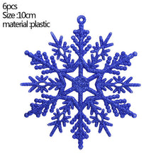 Load image into Gallery viewer, 6pcs 10cm Plastic Gold Silver Glitter Powder Snowflake Xmas Ornaments Pendant Christmas Tree Decorative Hanging Snowflake
