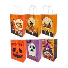 Load image into Gallery viewer, 6Pcs Halloween Paper Bags Ghost Pumpkin Orange Biscuit Candy Gift Bags for Kids Halloween Party Decoations Supplies 21x15x8cm
