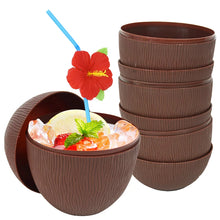 Load image into Gallery viewer, 6Pcs Tropical Pineapple Coconut Drinking Cup Juice Cups with Straws Hawaiian Luau Birthday Summer Beach Pool Party Decorations
