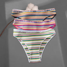 Load image into Gallery viewer, 3Pcs/set Colorful Stripes Panties Women's Cotton Briefs M-XL Low-Rise Rainbow Underwear Ladies Underpants Girls Panties
