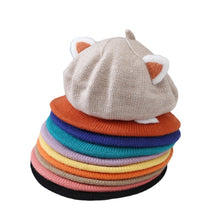 Load image into Gallery viewer, Baby Hat Berets for Girls Autumn Winter Knitted Cap Kids Lovely Beanies Fox Ears Painter Hats Infant Girl Bonnet Beret Xmas Gift
