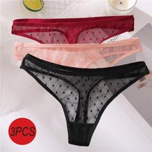 Load image into Gallery viewer, 3PCS/Set Sexy Panties Women G-String Thong Lace Underwear Pantys Low-Waist Female Underpants Mesh Perspective Briefs Lingerie
