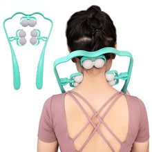 Load image into Gallery viewer, Neck Massager Therapy Neck and Shoulder Dual Trigger Point Roller Self-Massage Tool Relieve Hand Pressure Deep Massage
