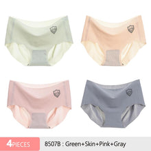 Load image into Gallery viewer, 4Pcs Silk Panties Low-Rise Briefs Women's Underwear Cotton Crotch Sexy Transparent Lingerie
