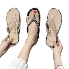 Load image into Gallery viewer, Women's Korean-Style Rhinestone Flip-Flops Flat Sandals
