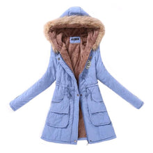 Load image into Gallery viewer, Women Winter Fashion Cotton Jacket Coat Parka Short Fur Collar Hooded Zipper Fleece Solid Pocket Black S-XXXL
