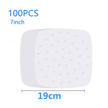 Load image into Gallery viewer, 7/8/9Inch 100pcs Baking Oil Paper With Hole Air Fryer Baking Paper Bun Cake Paper Saucer Baking Accessories Baking Kitchen Tool
