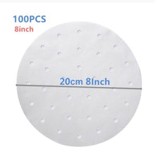 Load image into Gallery viewer, 7/8/9Inch 100pcs Baking Oil Paper With Hole Air Fryer Baking Paper Bun Cake Paper Saucer Baking Accessories Baking Kitchen Tool
