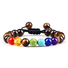Load image into Gallery viewer, 7 Chakra Bracelet Men Black Lava Tiger Eye Stones Healing Balance Beads Reiki Buddha Prayer Natural Stone Yoga Bracelets Bangles
