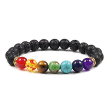 Load image into Gallery viewer, 7 Chakra Bracelet Men Black Lava Tiger Eye Stones Healing Balance Beads Reiki Buddha Prayer Natural Stone Yoga Bracelets Bangles
