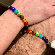 Load image into Gallery viewer, 7 Chakra Bracelet Men Black Lava Tiger Eye Stones Healing Balance Beads Reiki Buddha Prayer Natural Stone Yoga Bracelets Bangles
