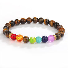 Load image into Gallery viewer, 7 Chakra Healing Beaded Bracelet Natural Lava Stone Tiger Eye Beads Bracelet 8MM For Women Men Fashion Yoga Jewelry
