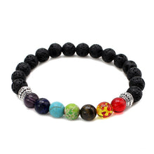 Load image into Gallery viewer, 7 Chakra Healing Beaded Bracelet Natural Lava Stone Tiger Eye Beads Bracelet 8MM For Women Men Fashion Yoga Jewelry
