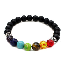 Load image into Gallery viewer, 7 Chakra Healing Beaded Bracelet Natural Lava Stone Tiger Eye Beads Bracelet 8MM For Women Men Fashion Yoga Jewelry

