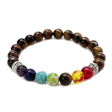 Load image into Gallery viewer, 7 Chakra Healing Beaded Bracelet Natural Lava Stone Tiger Eye Beads Bracelet 8MM For Women Men Fashion Yoga Jewelry
