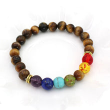 Load image into Gallery viewer, 7 Chakra Healing Beaded Bracelet Natural Lava Stone Tiger Eye Beads Bracelet 8MM For Women Men Fashion Yoga Jewelry
