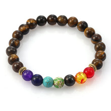 Load image into Gallery viewer, 7 Chakra Healing Beaded Bracelet Natural Lava Stone Tiger Eye Beads Bracelet 8MM For Women Men Fashion Yoga Jewelry
