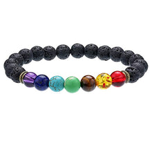 Load image into Gallery viewer, 7 Chakra Healing Beaded Bracelet Natural Lava Stone Tiger Eye Beads Bracelet 8MM For Women Men Fashion Yoga Jewelry

