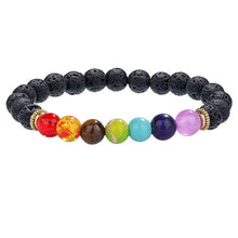 Load image into Gallery viewer, 7 Chakra Healing Beaded Bracelet Natural Lava Stone Tiger Eye Beads Bracelet 8MM For Women Men Fashion Yoga Jewelry
