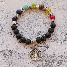 Load image into Gallery viewer, 7 Chakra Healing Beaded Bracelet Natural Lava Stone Tiger Eye Beads Bracelet 8MM For Women Men Fashion Yoga Jewelry
