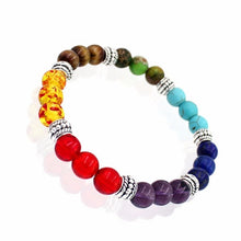 Load image into Gallery viewer, 7 Chakra Healing Beaded Bracelet Natural Lava Stone Tiger Eye Beads Bracelet 8MM For Women Men Fashion Yoga Jewelry
