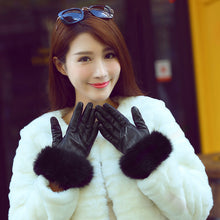 Load image into Gallery viewer, Korean Style High-End Full-Grain Sheepskin Touch Screen Fleece Lined Padded Warm Keeping Leather Gloves
