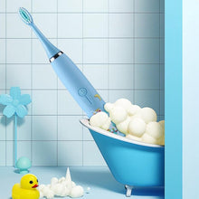 Load image into Gallery viewer, Sonic Rechargeable Childrens Electric Toothbrush 4 Memory Modes 6 Soft Brush Heads IPX7 Waterproof
