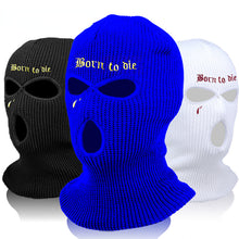 Load image into Gallery viewer, Embroidery 3-hole Balaclava Born To Die Knit Hat Army Tactical CS Winter Ski Riding Mask Beanie Prom Party Warm Mask
