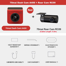 Load image into Gallery viewer, 70mai Dash Cam A400 1440P Resolution 145° FOV Car DVR Dual Channel Front and Back Sight Cam APP Control Multi DVR Car Recorder
