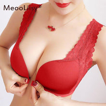 Load image into Gallery viewer, MeooLiisy New Year Red Front Buckle Bra for Women Push Up Sexy Wireless Underwear Seamless Lace Beauty Back Lingerie
