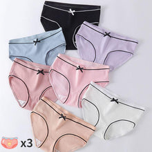 Load image into Gallery viewer, 3 PCS Women's Cute Bow Briefs Hip Lift Breathable Cotton Panties Milk Silky Underwear Combination
