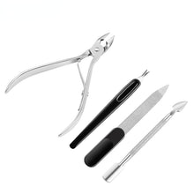Load image into Gallery viewer, Manicure Implement 4-Piece Set Cuticle Nipper Double-Headed Steel Push Nipper for Removing Dead Skin Dead Skin File Manicure Repair Tools
