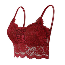 Load image into Gallery viewer, Women Sleeveless Lace Vest Bra Cropped Top Camisole Padded Tank Tops Fitness Underwear Floral Lace Bralette 7 Colors
