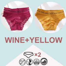 Load image into Gallery viewer, 2PCS/Set High Waist Women Panties Sexy Lace Underwear Woman Lace Pantys Mesh Floral Lingerie Female Seamless Briefs M-XL
