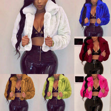 Load image into Gallery viewer, Fashion Women Coat Fluffy Fleece Turn-down Collar Faux Fur Top  Short Loose Coat
