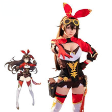 Load image into Gallery viewer, Game Genshin Impact Amber Cosplay Costume Amber Cosplay Costume Women Red Comtume Halloween Top Pant Uniform Full Set
