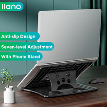 Load image into Gallery viewer, Foldable Laptop Stand with Heat-Vent Portable Adjustable Notebook Riser with Phone Holder for 12-17 Inch Laptop Computer Tablet Bracket
