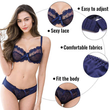Load image into Gallery viewer, Varsbaby Ladies Underwire Floral Large Size Bra Sets
