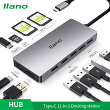 Load image into Gallery viewer, Type-C docking station USB3.0 10-in-1 USB-C to HDMI Supports TF and SD Card Reader with PD Charging Adapter
