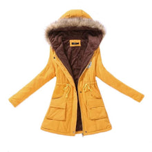 Load image into Gallery viewer, Women Winter Fashion Cotton Jacket Coat Parka Short Fur Collar Hooded Zipper Fleece Solid Pocket Black S-XXXL
