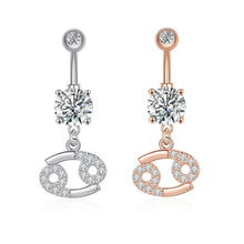 Load image into Gallery viewer, Navel Belly Button Rings Bar Surgical Steel Crystal 12 Constellations Dangle Body Piercing Gift
