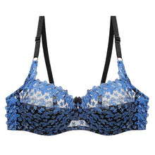 Load image into Gallery viewer, Women Lace Embroidery Sexy Transparent Women Underwear Bra Plus Size Brassiere Bralette Color Patchwork Bra
